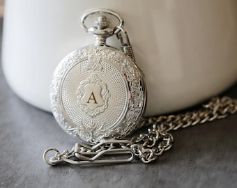 Personalisierte Silber Taschenuhr: Steampunk Quartz Bräutigam Geschenk