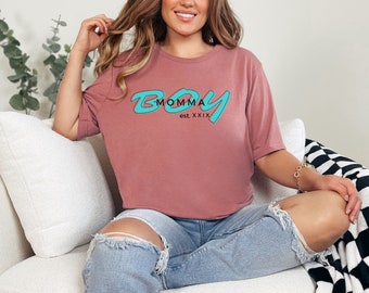 Boy Momma Retro Shirt, Mother's day Gift Idea for Mom, Comfort Colors Shirt, Pregnancy Reveal to Family