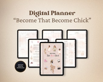 Boss Babe Digital Life Planner, Goal Setting and Financial Planner, Clean Girl Aesthetic