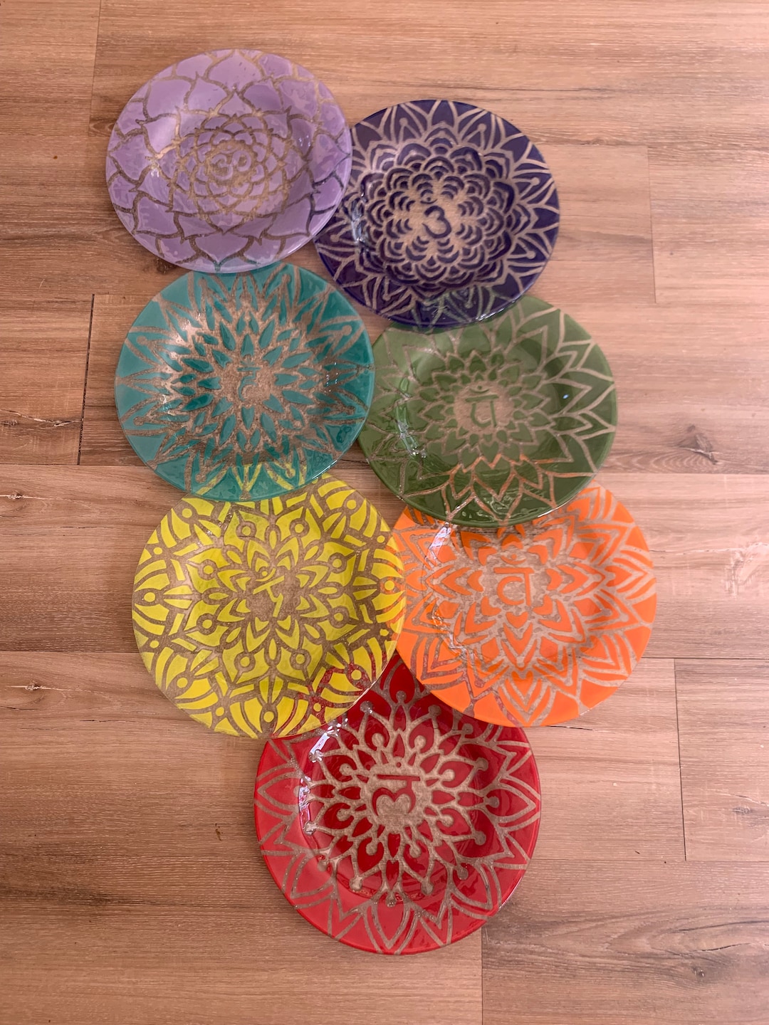 Chakra Collection Set of Seven Dinner Plates, Fused Glass Dinner Plates, 10.5 Plates Etsy