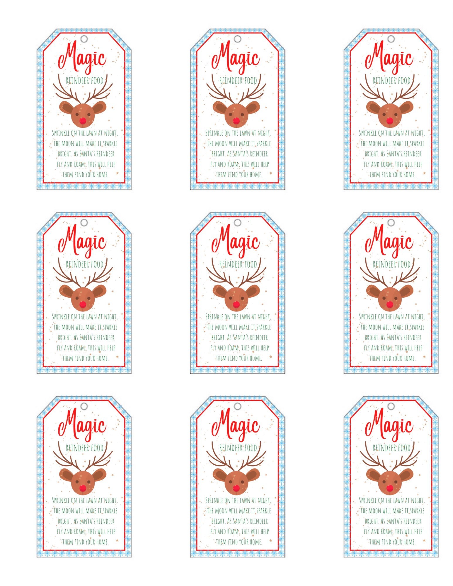 Reindeer Food Tags Santa's Reindeer Food Tags Magic - Etsy