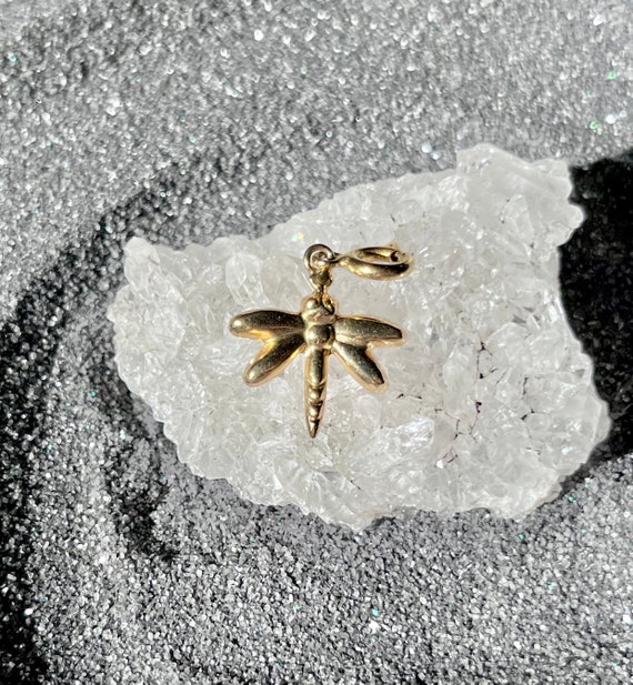 Vintage 14k Yellow Gold Dragonfly Puff Charm