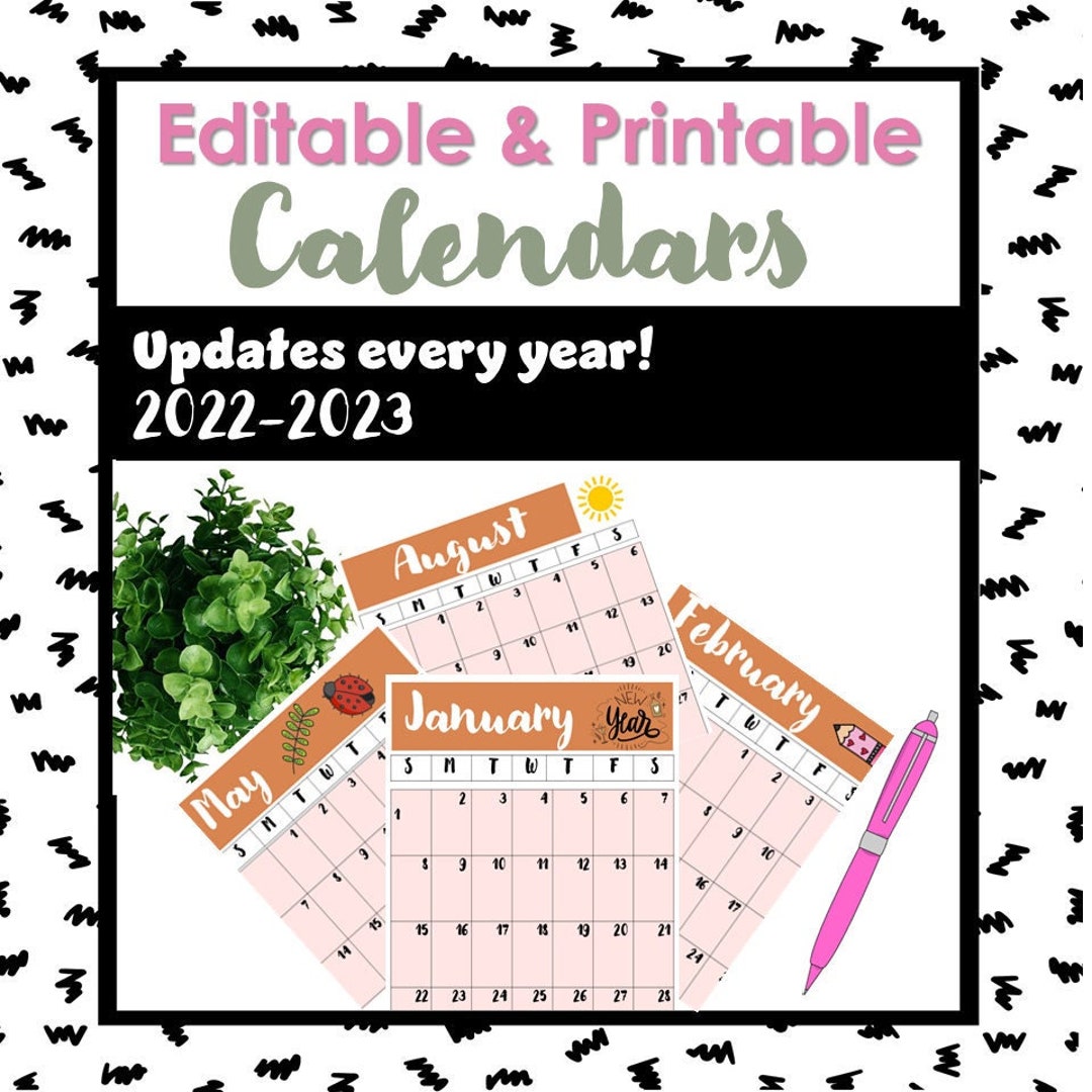 Modern Calendars Editable & Printable - Etsy