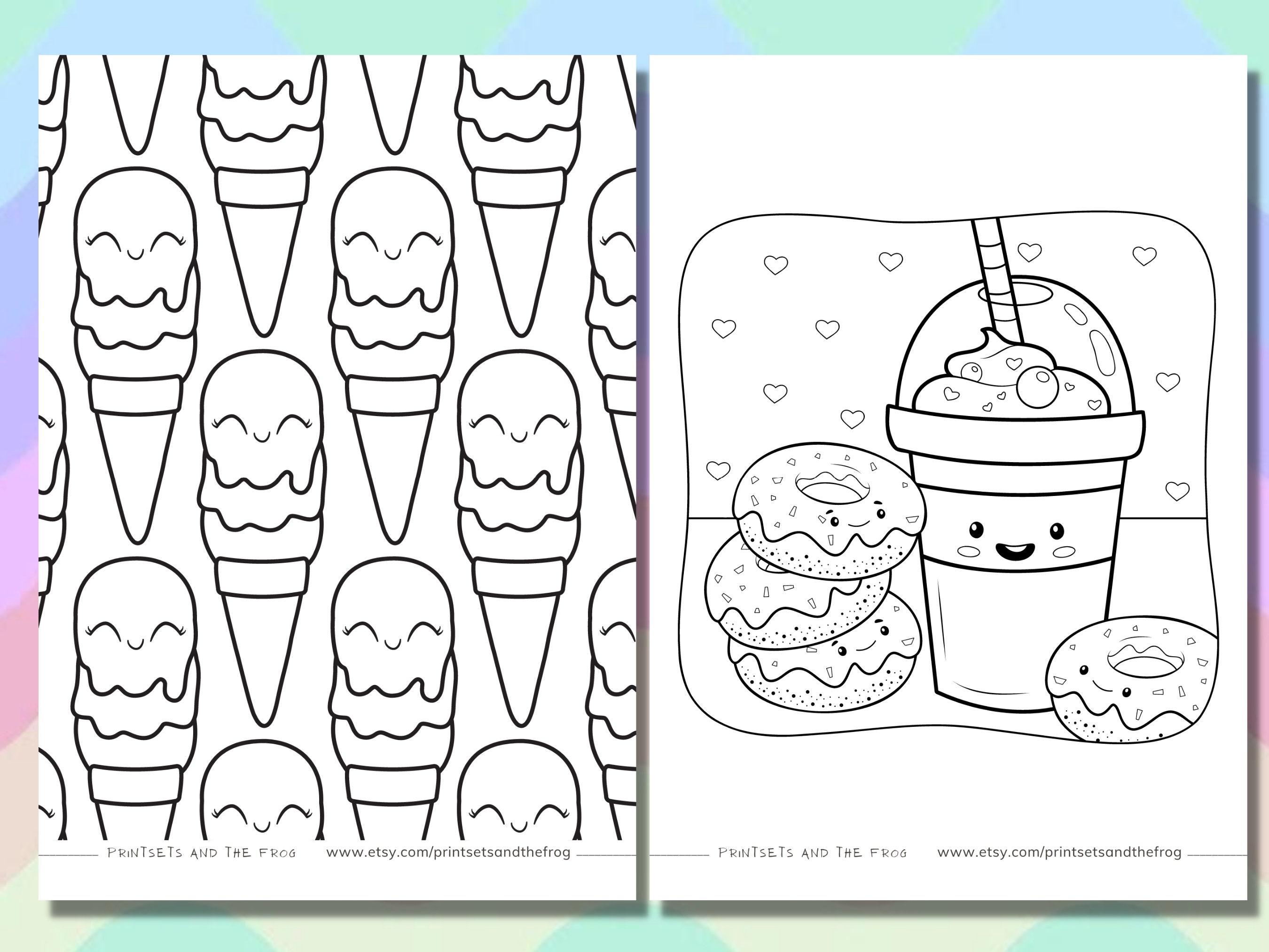 Youth Adorable Kawaii Coloring Pages, Kids Colorful Food Coloring Sheet ...
