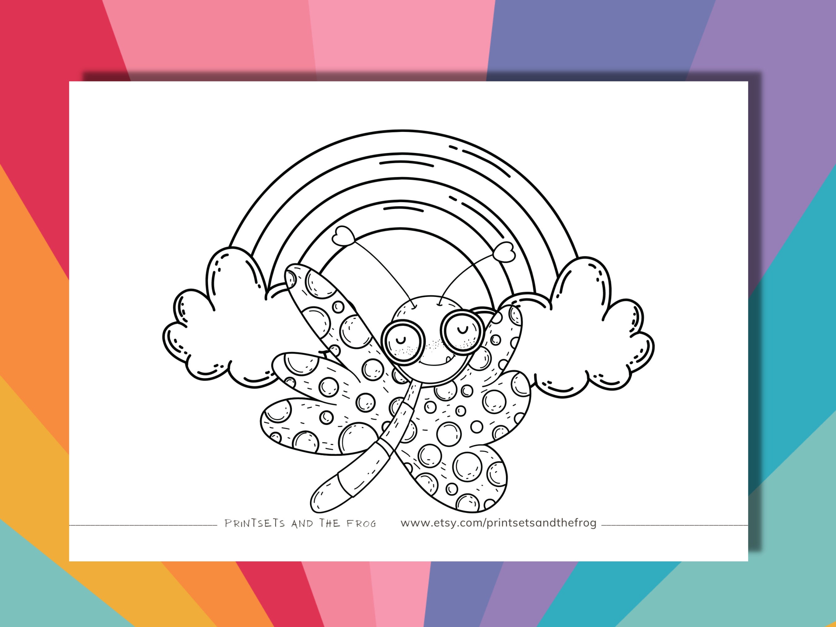 Rainbow Butterfly Colouring Page