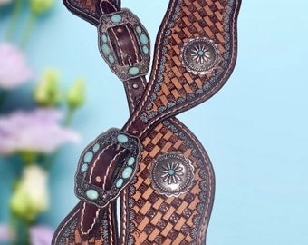 Showman ® Ladies size Basket weave tooled spur straps
