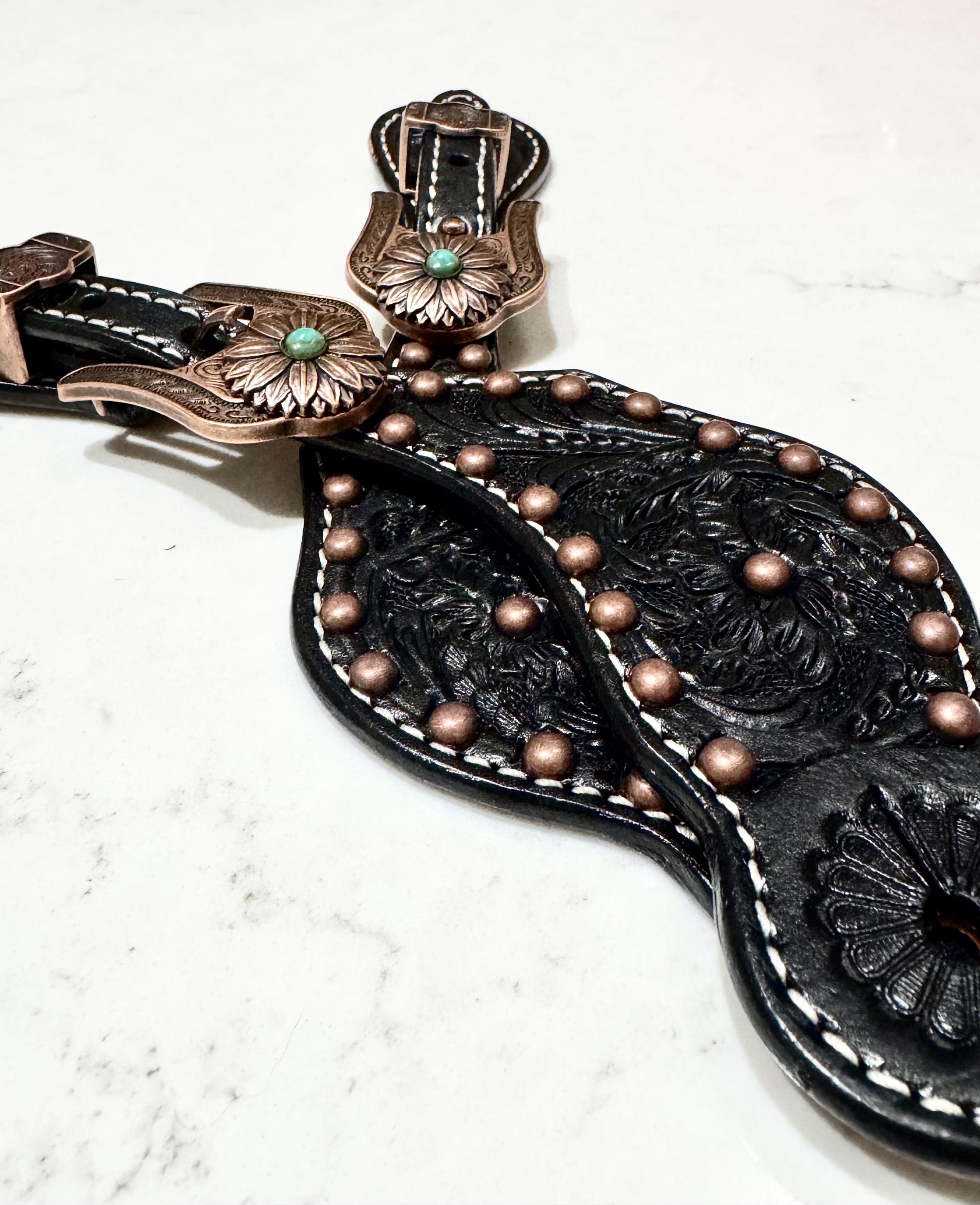 New! M123XT - Ladies Leather printed leather spur straps