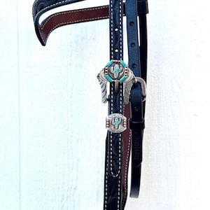 Black Floral Tooled Browband Headstall