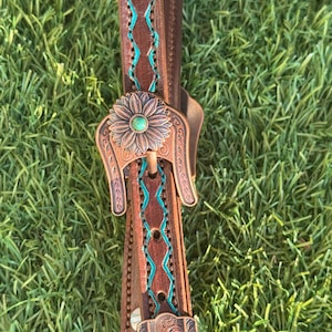 Brown Headstall with Turquoise Accents