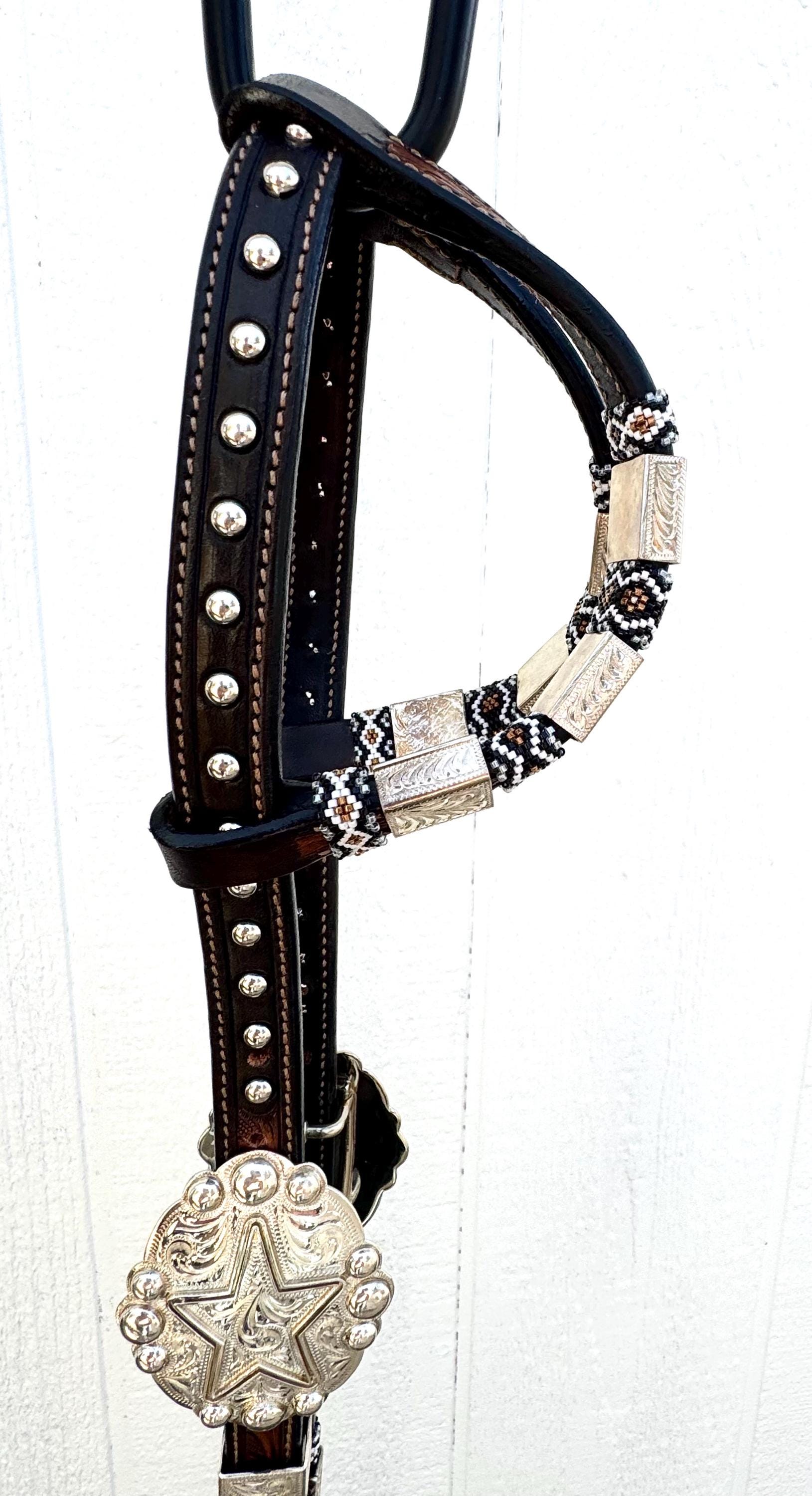 New! Cashel Broadband Headstall Chocolate with Antiqued Dots