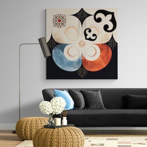 ASYLANA Kazakh Canvas Print Wrap Gallery Wall Art with Vintage Qazaq and Central Asian Ornaments Ethnic Turkic Design 115