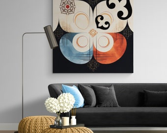 ASYLANA Kazakh Canvas Print Wrap Gallery Wall Art with Vintage Qazaq and Central Asian Ornaments Ethnic Turkic Design 115