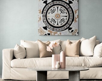 ASYLANA Kazakh Canvas Print Gallery Wall Art with Original Turkic Qazaq Nomadic Design of Vintage Wall-hangings 107