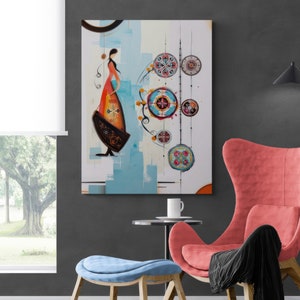 ASYLANA Kazakh Canvas Print Wrap Gallery Modern Kazakh Wall Art with Traditional Ornaments and patterns 121
