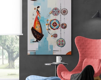 ASYLANA Kazakh Canvas Print Wrap Gallery Modern Kazakh Wall Art with Traditional Ornaments and patterns 121