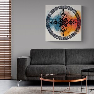 ASYLANA Kazakh Qazaq Canvas Print Wrap Gallery Wall Art Home Decor with Ethnic Patterns Ornaments of Kazakhstan and Central Asia 102