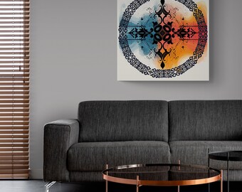 ASYLANA Kazakh Qazaq Canvas Print Wrap Gallery Wall Art Home Decor with Ethnic Patterns Ornaments of Kazakhstan and Central Asia 102