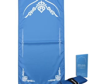 ASYLANA Islamic Pocket Prayer Mat | Portable Waterproof & Lightweight Thin Travel Sajjadah | Compact Small Seccade Musalla with Elastic Band