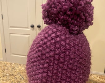 Hand Knitted Winter Beanie with Pom Pom
