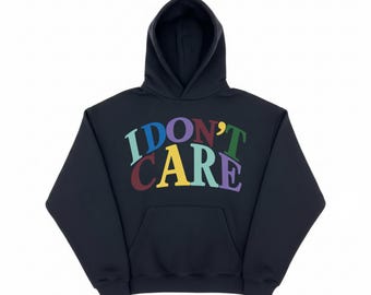 Black I Don't Care Pullover Hoodie