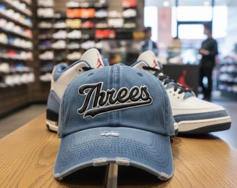 Denim Distressed Threes Dad Cap - Levi’s x Air Jordan 3 “Ocean Fog”