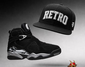 Black RETRO Snapback Hat For Chrome Jordan 8 READ DESCRIPTION!!!