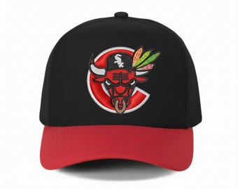 Black/Red Chicago Mash Up Snapback Hat