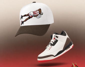 White/Brown MJ Snapback Hat For Jordan 3 World's Greatest Dad 11 READ DESCRIPTION!!!