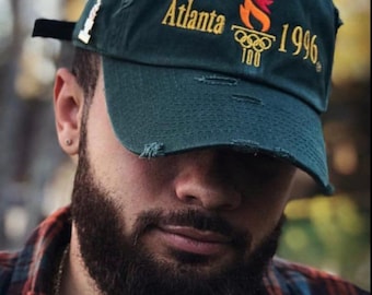 Forest Green Distressed Atlanta 1996 Vintage Style Dad Cap Hat READ DESCRIPTION!!!