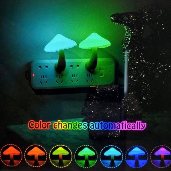 2pcs Mushroom Night Light Plug-in Wall Lamps Sensor Lights  LED Night Lights