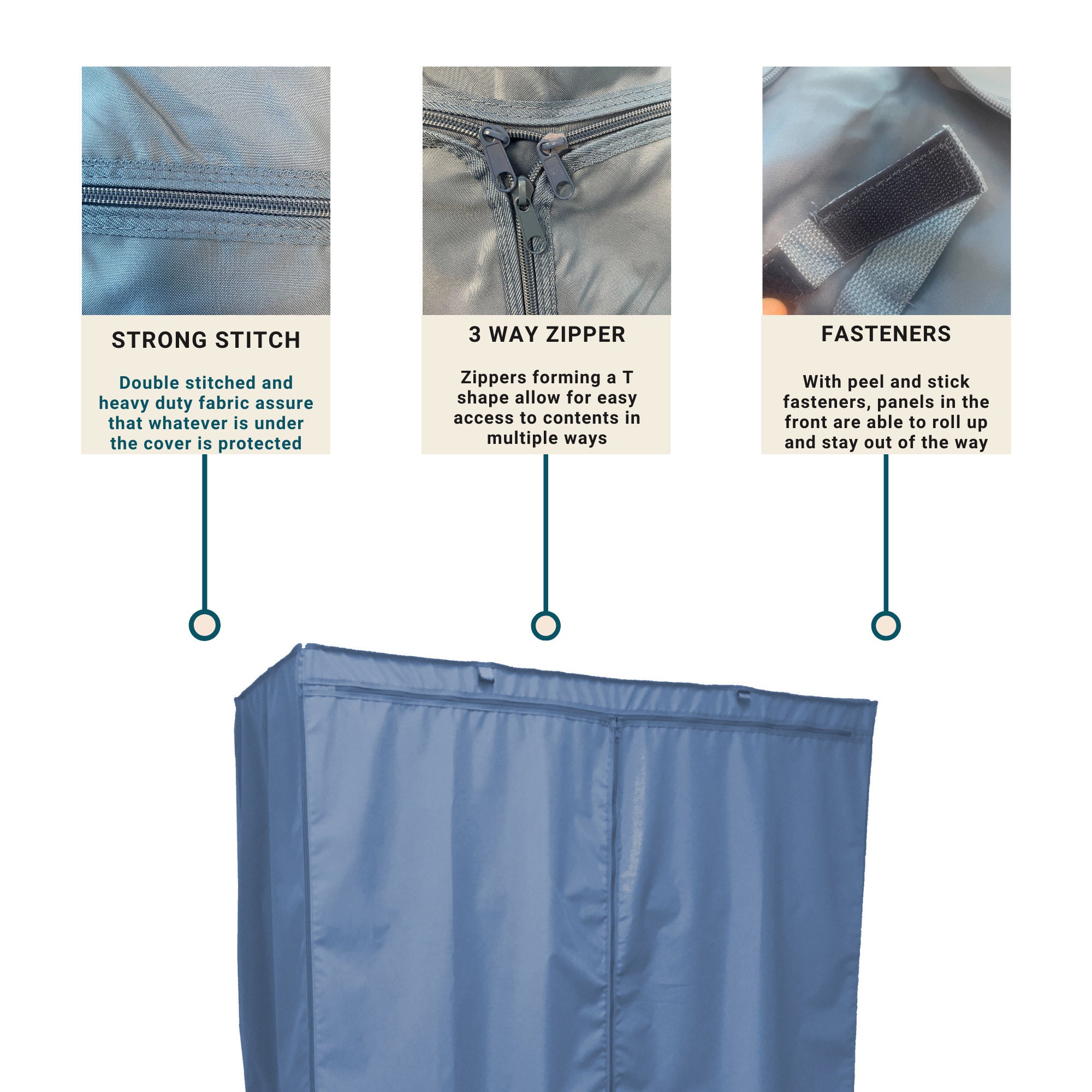 Covered Living Storage Shelving Unit Cover in Dusty Blue, Multiple