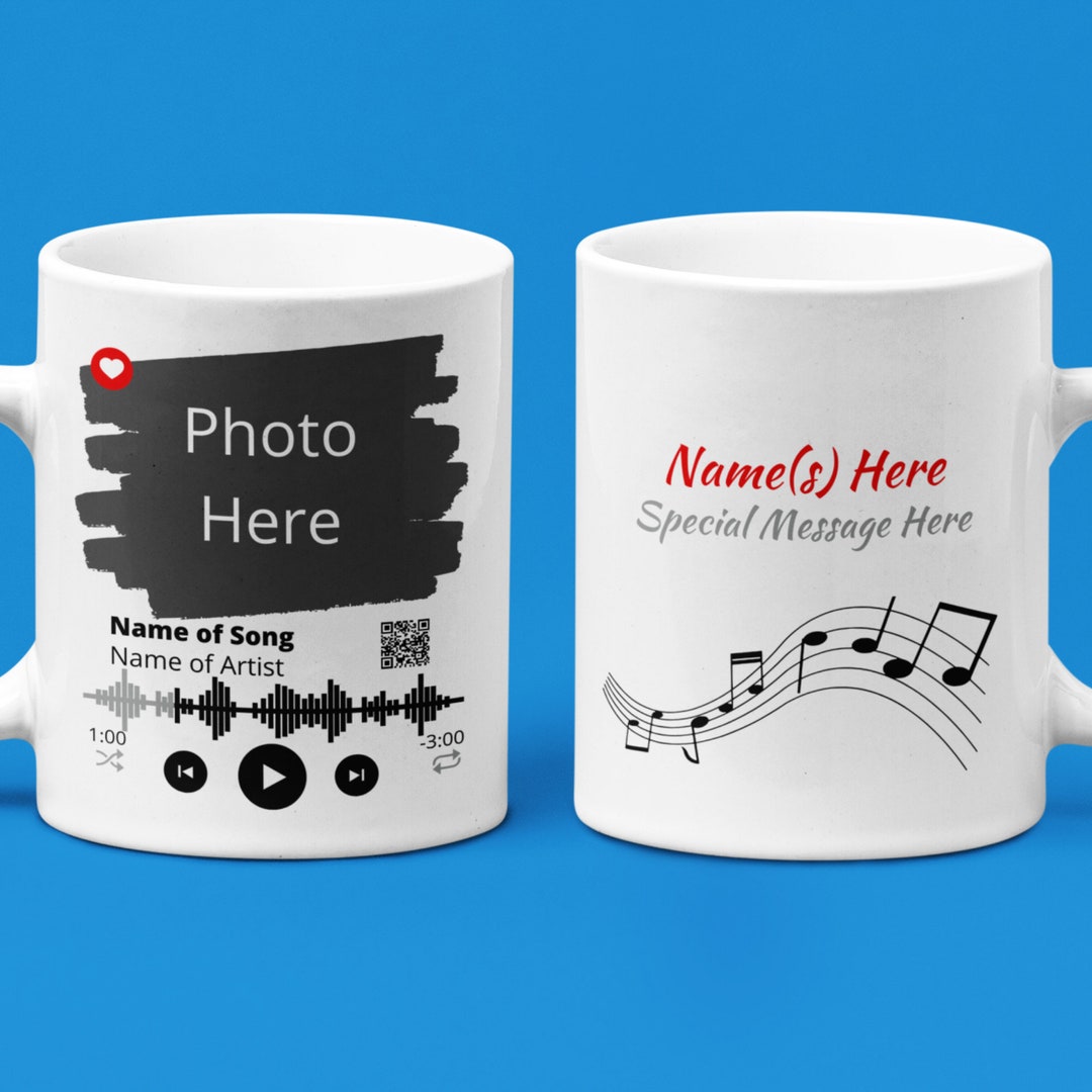 11oz Personalized QR Code Song and Picture Mug, Song and Photo Mug, Gift for Her or Him