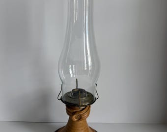 Vintage Pedestal Pottery & Brass Candlstick Holder With Globe