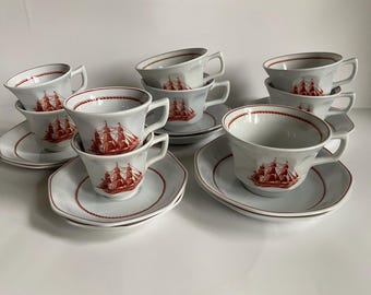 Tazas de té y platillos vintage Wedgwood Flying Cloud, hechos en Inglaterra