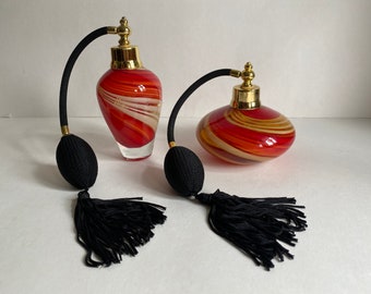 Colorful Swirl Glass Perfume Atomizer Set Of Two