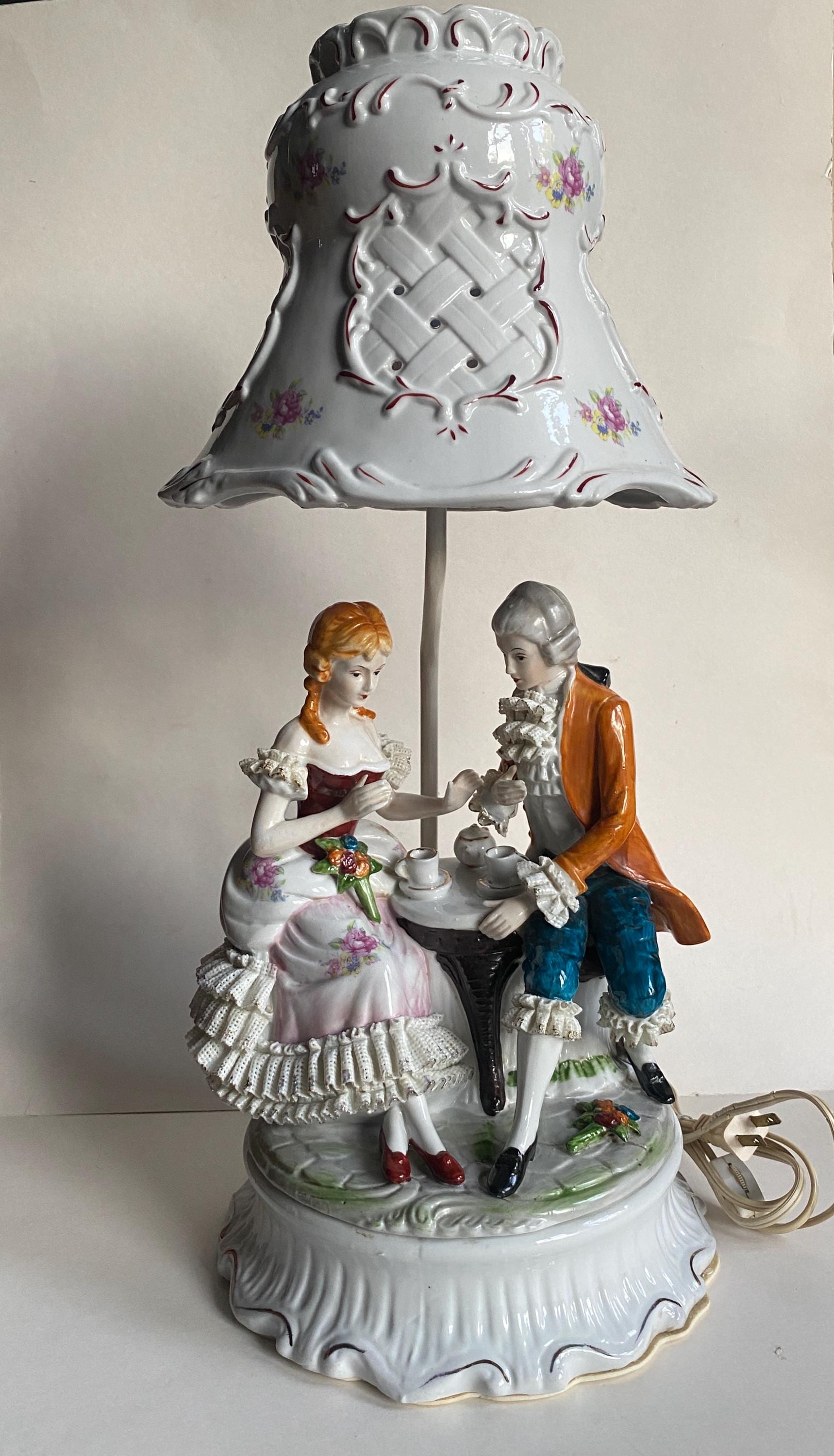 Vintage Porcelain Victorian Tea Time Courting Couple Table