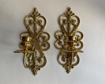 Laquered Brass Ornate Candelabra Pair  India