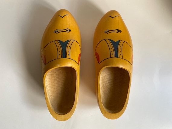 Vintage Hand Carved Wooden Clogs - image 1