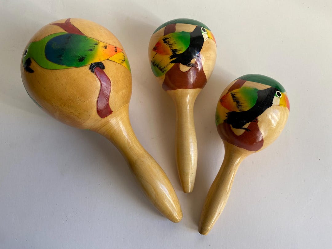 Maraca Tree Vintage Parrot & Palm Tree Maracas Set of Three - Etsy