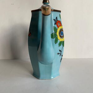 Vintage Hand Painted Porcelain Powder Blue & Floral With Gold Accent ...