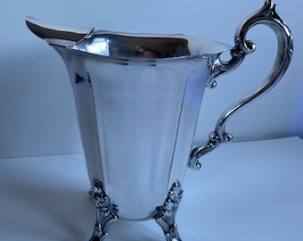 Vintage E.P.C. Footed Silver Plated Water Pitcher With Ice Guard