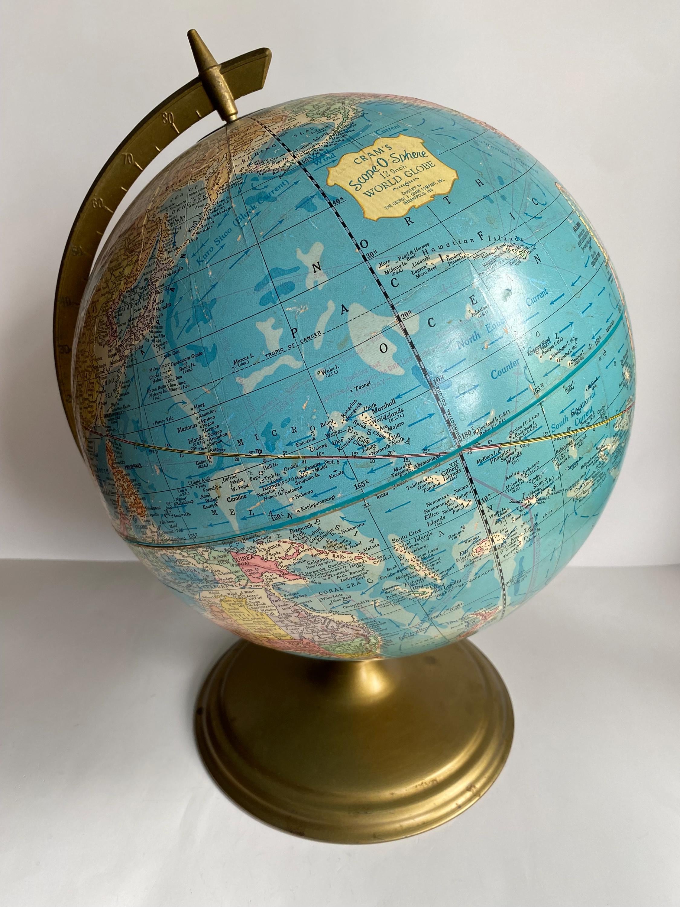 Vintage Cram's Scope-o-sphere 12 Inch World Globe George F. Cram