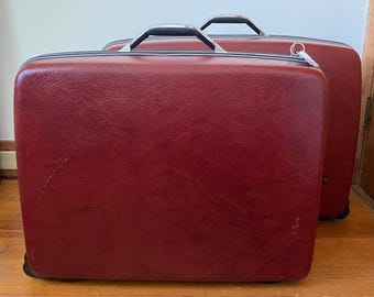 Vintage Rare Samsonite Survivor Silhouette Burgundy Hardshell Suitcase Set