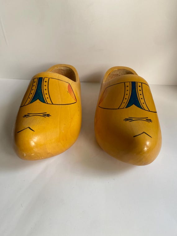 Vintage Hand Carved Wooden Clogs - image 2