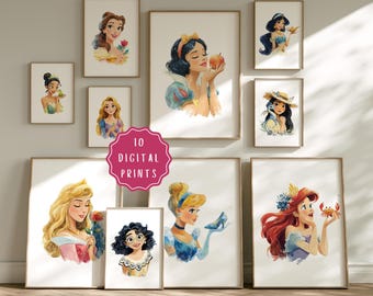 Princess Prints Set of 10, Girl Bedroom Decor (Digital Download)