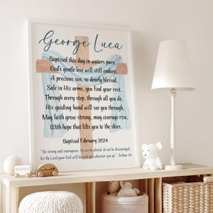 Baptism Gift Boy, Personalized PRINTABLE, Baby Boy Gift, Baptism Sign, Nursery Wall Art, Dedication Gift, Godson, Nursery Decor, PRINTABLE