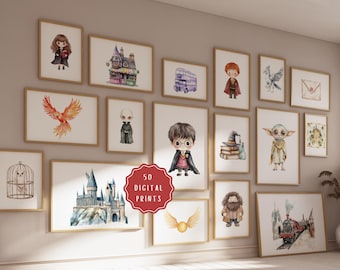 Wizard Nursery Print Set of 50| Wizarding World Name Print | Magic Kids Room Wall Art | Wizard Theme Baby Gift | New-born Gift | Potter Baby