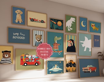 Boys Nursery Wall Art Bundle 140+ Prints, Adventure-Themed Boys Room Decor, Animal and Space Prints, Digital Kids Wall Art, Toddler Room