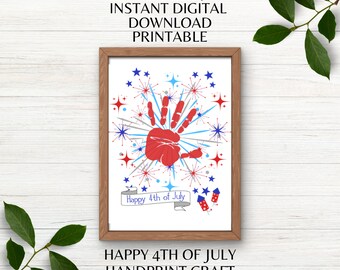 Printable Handprint 4th of July Craft Happy 4th of July Handprint Craft Kids Handprint Paint Craft Instant Digital Download PDF PNG