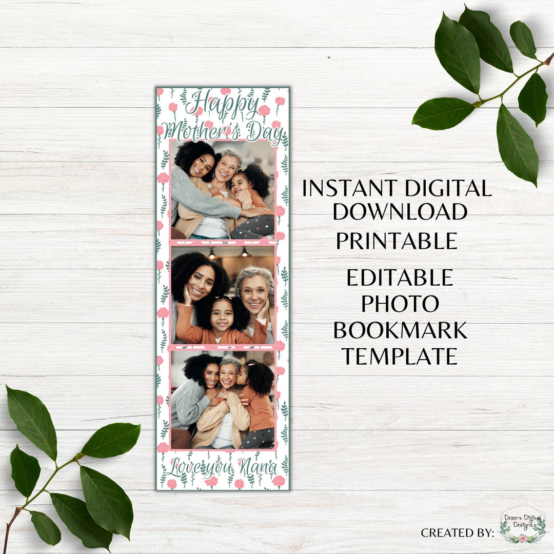 Editable Mother's Day Bookmark Gift Printable Mother's Day Bookmark ...